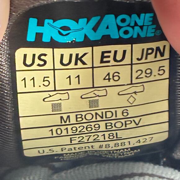 Hoka One One Bondi 6 Gray Yellow Running Shoes 1019269 BOPV Men’s Size 11.5 - Picture 9 of 10